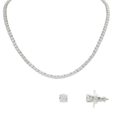 Swarovski Rhodium Plated Matrix Tennis Set - Image 1 of 4