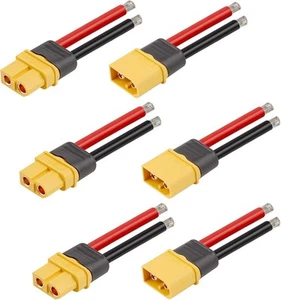 3 Pairs XT60 Plug Female and Male Connector with 55mm 12AWG 55MM, - Picture 1 of 7