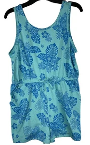 Wonder Nation girls Plus Size L (10-12) Blue Floral Romper Plus size - Picture 1 of 10