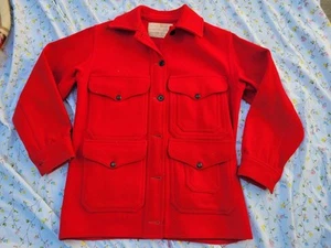 Vintage 1970s Filson Mackinaw Cruiser Wool Jacket Red Small/Xsmall - Picture 1 of 24