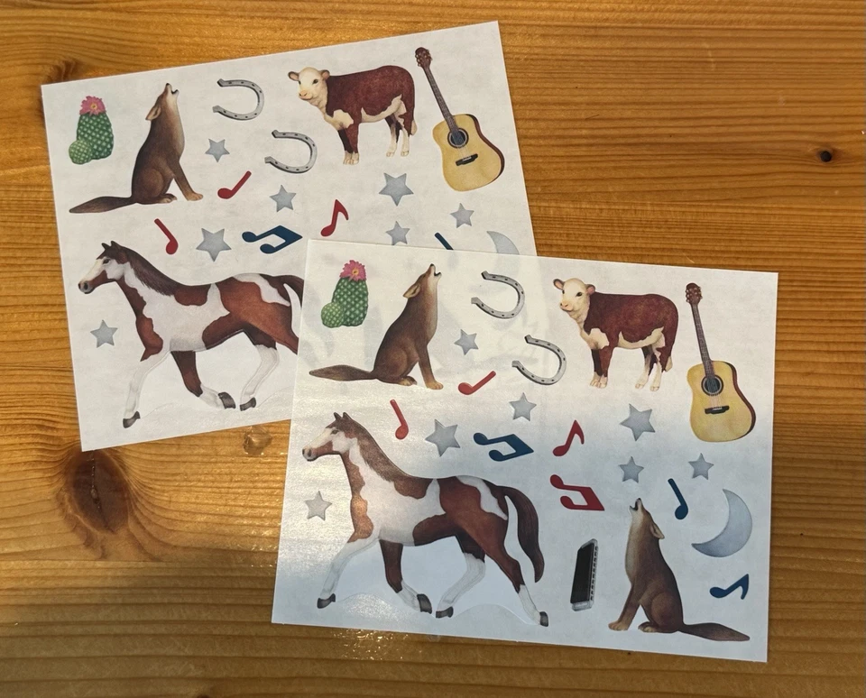 Creative Memories Lote de 2 Pegatinas Bloque 4"x5" Animales Caballo, Vaca, Lobos Foto 1 de 1