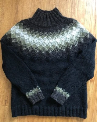 HANDGESTRICKTER PULLOVER - Lettlopi, reine Schafwolle, Fair Isle Technik, Gr. S - Bild 1 von 4