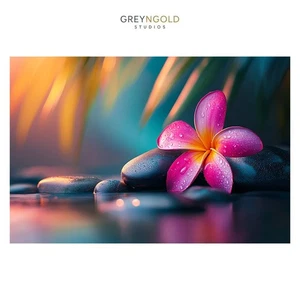 Pink Flower on Stones Relaxing Poster Wall Art Print pick size A4/A3/A2/90x60cm - Bild 1 von 1