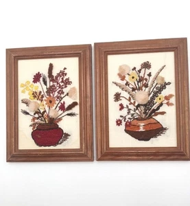 Fertig besticktes Bild gerahmt 2er Set Trockenblumen Stillleben 8,5 x 6,5" - Bild 1 von 7
