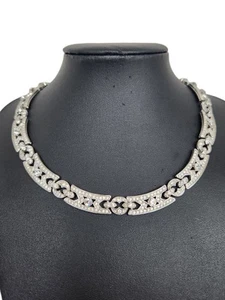 Vintage Signed CAROLEE Art Deco Revival Clear Rhinestone Choker Collar Necklace - Picture 1 of 19