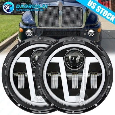 DOT Approved Pair 7"Round LED Headlights Hi/Lo Beam For Kenworth T2000 1997-2011 - Image 1 of 4