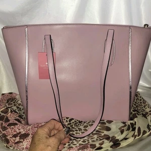 Kate Spade Neu mit Etikett Kali rosa Quarz Reißverschluss oben Beuteltasche mit Tassel Taschenanhänger 💯 Leder... - Bild 1 von 10