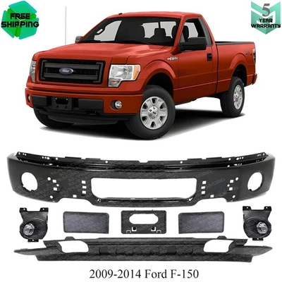 Front Bumper Primed Steel & Fog Lights Assembly Kit For 2009-2014 Ford F-150 Foto 1 de 4
