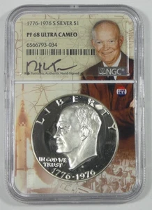 1976-S Eisenhower Silber Dollar NGC PROOF 68 ULTRA CAMEO ~ Rick Tomaska signiert - Bild 1 von 4