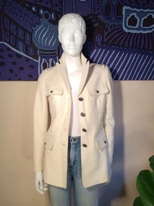 Fossil Ivory Beige Wool Blend Military Style Jacket Coat Blazer Size XS NWD - Picture 1 of 13