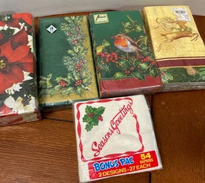 VTG Christmas Paper Napkins Lot (6) NOS Crafts Party Decoupage - Picture 1 of 6