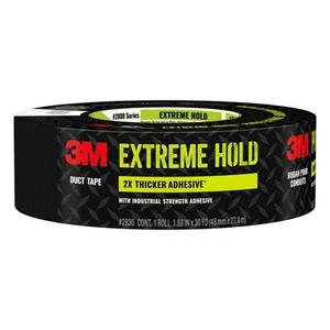3M Duct Tape Extreme Hold 1.88 Inch x 30 Yards Heavy Duty Waterproof Black Roll - Picture 1 of 12
