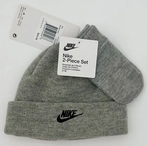 Nike Toddler Hat and Mittens 2 Piece Set - Dk Grey Heather Size 12/24M NEW! - Picture 1 of 4