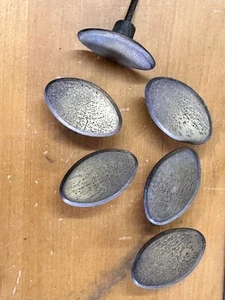 6 Vintage Metal Gold Knobs Vintage Oval Drawer Salvage MCM Unique Modern Lot - Picture 1 of 6