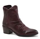 Bueno Connie Short Boots In Merlot Burgundy Leather, Brand New, 36