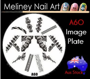 A60 Stamping Nail Art Image Plate Design Round XL Stencil metal - Picture 1 of 1