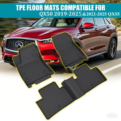 for 2019-2025 Infiniti QX50/QX55 All-Weather TPE Floor Mats Waterproof Non-Slip - Imagem 1 de 4