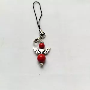 Red Angel Phone Charm Dangle Lanyard Hanging Pendant Chain Car Decor Handmade - Photo 1 sur 4