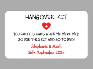 Hangover Kit Labels Wedding Favour Stickers Drink Cure Gift Labels Personalised - Picture 1 of 1