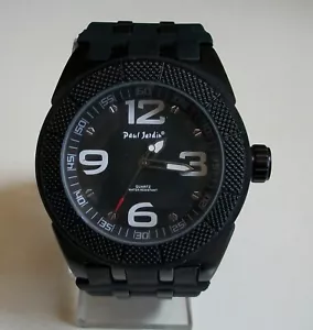 Men's Black Finish Silicone Band Fashion Dressy Casual Hip Hop Watch - Picture 1 of 4