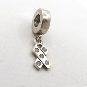 Pandora Breast Cancer Awareness Ribbon Dangle Bead Charm Sterling Silver - Picture 1 of 4