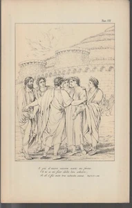 old vintage 7,6 x11,8 print DANTE Divine comedy Inferno chant IV v. 100 Ancient - Picture 1 of 1