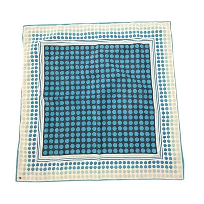 Vintage 80s Square Scarf Blue Green Polka Dot  21" X 21" Gradient Mod Retro - Image 1 of 4