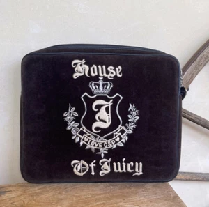 JUICY COUTURE Brown Velvet Leather Padded Clutch Bag Computer Tablet Case NEW!!! - Picture 1 of 12