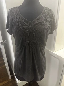 Nueva Camiseta Rara Anthropologie Top Cuello en V Por Burdeos Los Ángeles Gris Reunida - Imagen 1 de 5