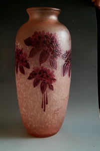 EXTRA LARGE ANTIQUE LEGRAS ACID ETCHED GLASS VASE - Picture 1 of 5