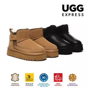 AUSTRALIAN SHEPHERD® UGG Boots Women Sheepskin Wool Zipper Ankle Platform Arya - Picture 1 of 16