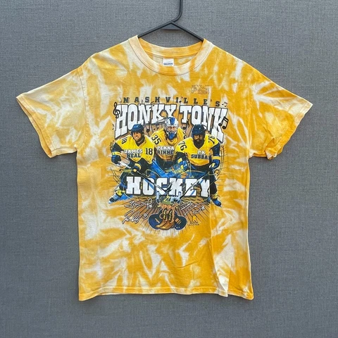 Nashville Predators Adult Shirt Medium Yellow Tie Dye Hockey NHL Honky Tonk Cover