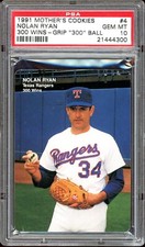 1991 Mother's Cookies Nolan Ryan 300 Wins Baseball #4 Grip "300" Ball PSA 10