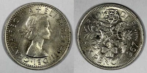 Great Britain Elizabeth II Copper-Nickel 1967 6 Pence UNC KM# 903 (27 008) - Picture 1 of 3