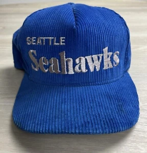 Vintage 80s Seattle Seahawks Corduroy Snapback Trucker Hat Cap Made in USA NFL - Picture 1 of 10
