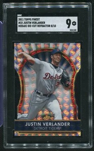 2011 Topps Finest JUSTIN VERLANDER #22 Mosaic Die-Cut Refractor #d 08/10 SGC 9 - Picture 1 of 2