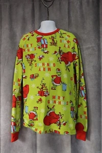 The Grinch Dr. Seuss Youth Long Sleeve Pj Top "Merry Grinchmas" Size 12 - Picture 1 of 4