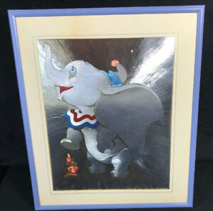 Vintage DISNEY Dumbo Dufex Foil Art Print Framed Made in England