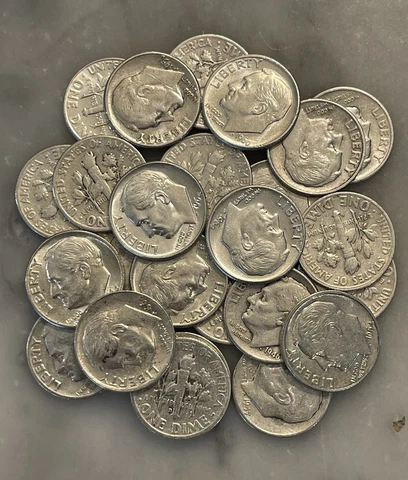 Lot of 25 Roosevelt Dimes 1946-1964 90% Silver CHOOSE HOW MANY LOTS OF 25 COINS! Cover