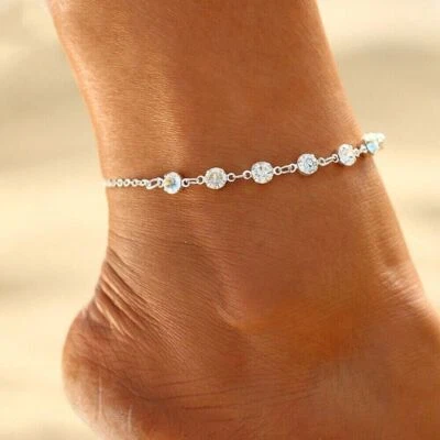 Anklet 2Ct Round Cut Created Diamonds Women's Wedding Gift 14K White Gold Finish - Image 1 of 4