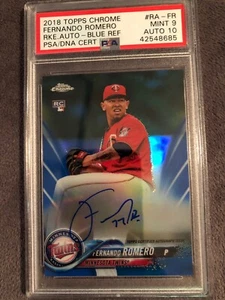 2018 Topps Chrome Fernando Romero Rookie Blue Ref Auto PSA/DNA 9/10💎POP 1 RARE - Picture 1 of 2