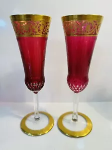 RARO PAR Copas Flautas Champagne Oro 24k Amatista Cardo San Luis #2 - Imagen 1 de 19