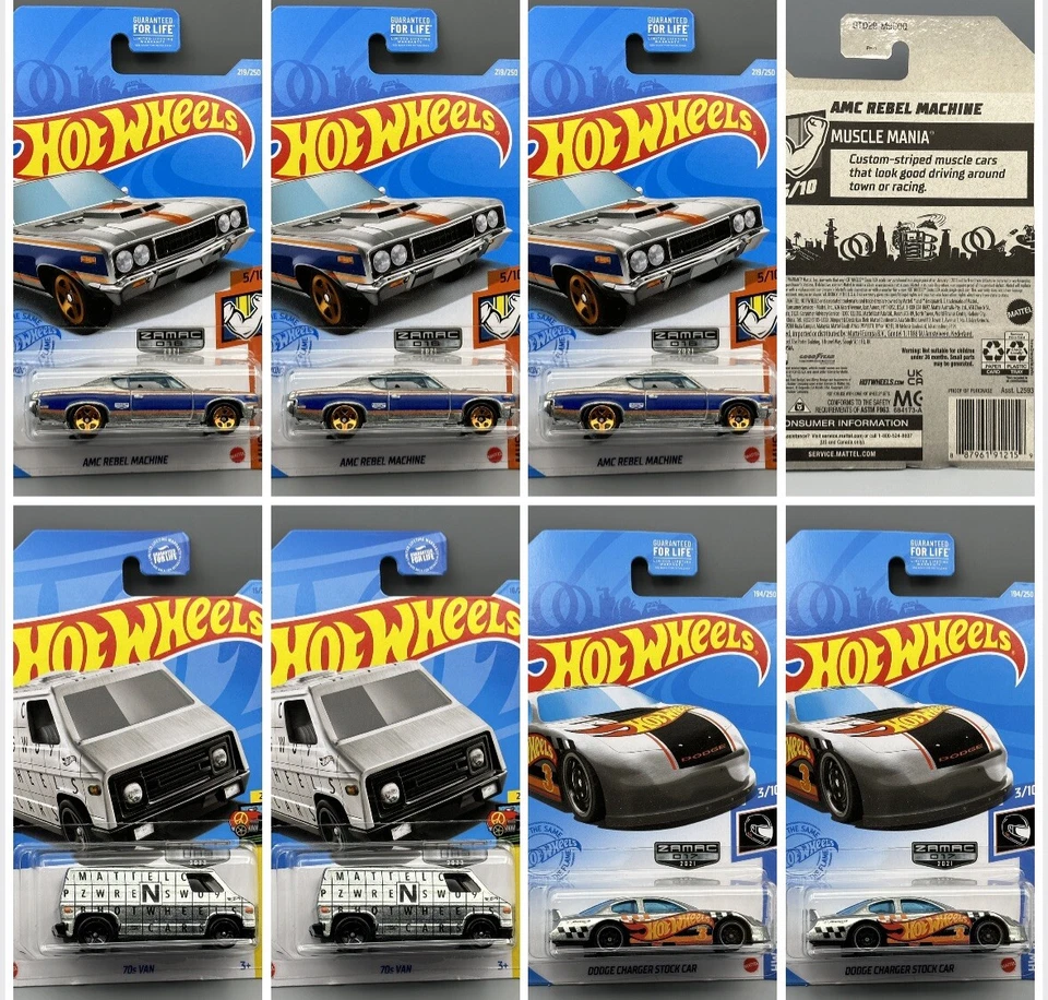 Lot Of 7 Hot Wheels Zamac Assorted Dodge Charger, AMC Rebel & 70’s Van - Image 1 of 4