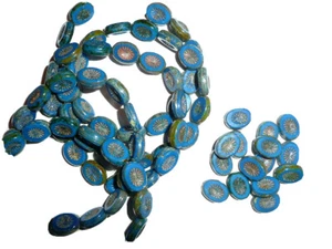 Seis hebras de impresionantes cuentas ovaladas talladas de vidrio checo azul oscuro 14x10 mm - Imagen 1 de 4