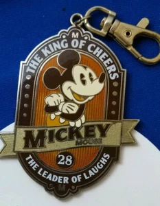 Disney MICKEY Mouse 28 M KING of CHEERS Leader of LAUGHS Lanyard Pin bag Clip - Picture 1 of 3