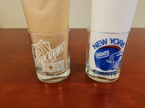 Vintage New York NY Giants Super Bowl XXI Drinking Cocktail Glass 12oz. NFL 1987 Cover