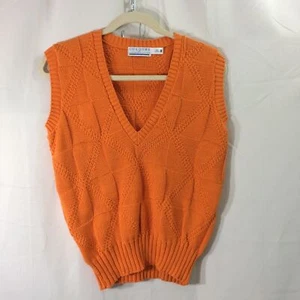Maglione gilet Colours by Alexander Julian arancione cotone uomo M USA scollo a V vintage - Foto 1 di 4