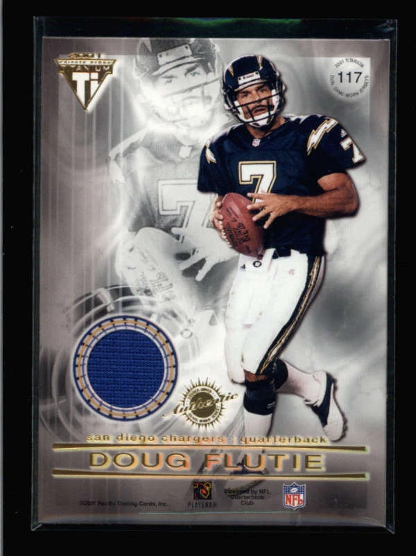 DOUG FLUTIE / CONWAY 2001 PRIVATE STOCK TITANIUM DUAL GAME USED JERSEY AY492 - Image 1 of 1