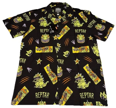 Camisa Rugrats Cuello Para Hombre Grande Negra Reptar Hawaiana Nickelodeon Adulto Nueva Con Etiquetas Foto 1 de 4