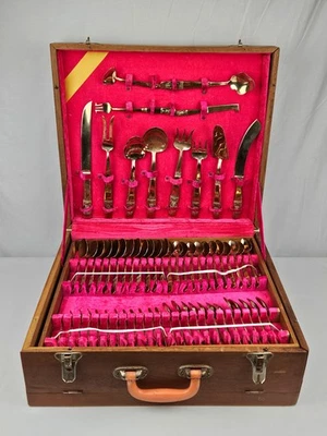 Mid-Century Thailand Bronze Brass 144pc Flatware Silverware Set for 12 with Box - Image 1 of 4